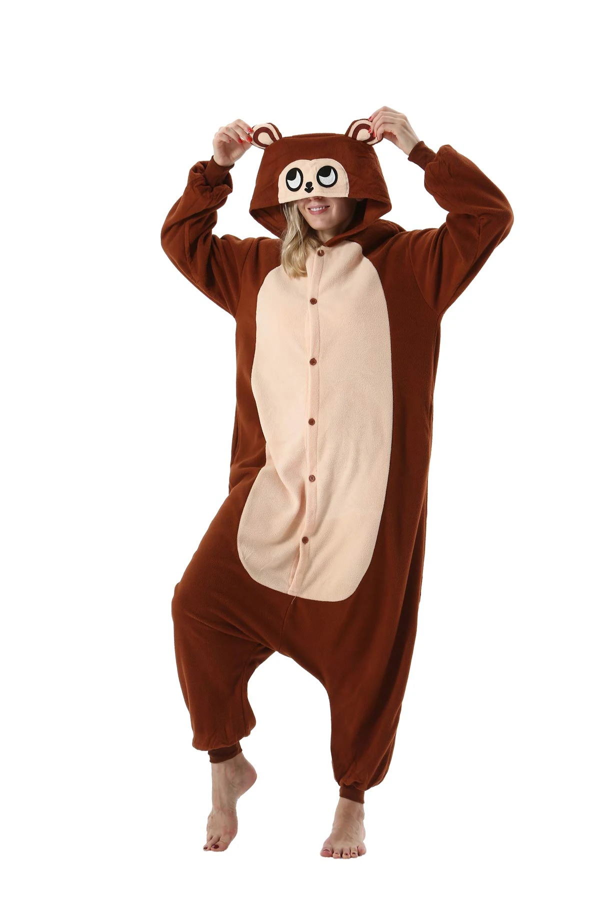 ULEEMARK Brown Monkey Animal Costumes Onesie Gift for Birthday Halloween Xmas Christmas Party XL(178-187CM)