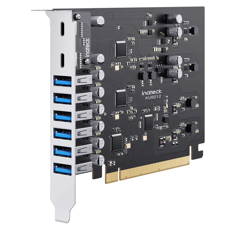 Inateck PCIe USB 3.2 Gen 2 Card, USB C Power Delivery Charging, 2 USB C Ports and 6 USB A Ports with 20 Gbps Total Bandwidth, KU8212