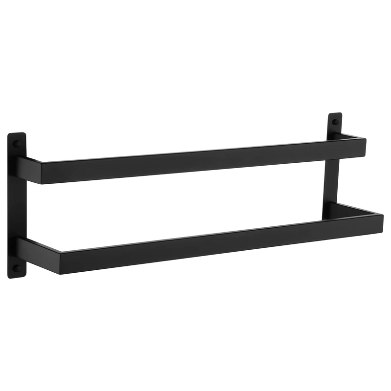 KOKOSIRI Towel Bars Black Bath Towel Holders 20 Inches Bathroom 2-Tiers Ladder Towel Rails Wall Mounted Towels Shelves Rack Stainless Steel, B5008BK-L20