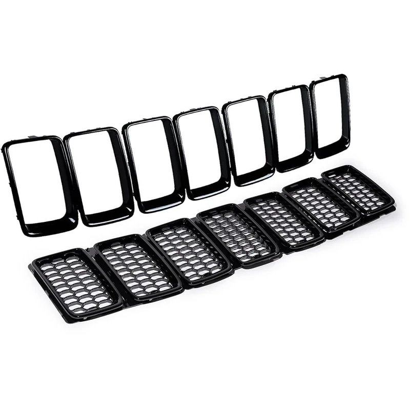 Astra Depot Front Upper Grill Grille Inserts Compatible with 2014-2016 Jeep Grand Cherokee (Black, Honeycomb Mesh&Grille Insert Kit)