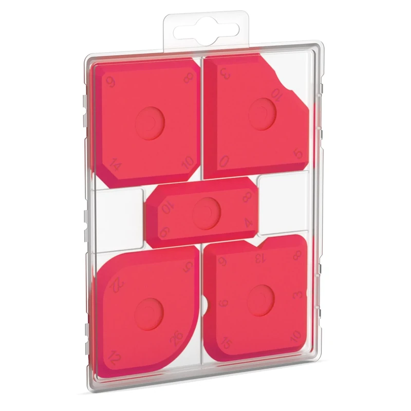 RAVN HAMAN Set of 5 Sealant Finishing Tool Red - Tool kit with 23 Different Shapes - Silicone sealant applicator for e.g. Silicone and Acrylic Joints - Caulking Tool Set incl. Storage Box