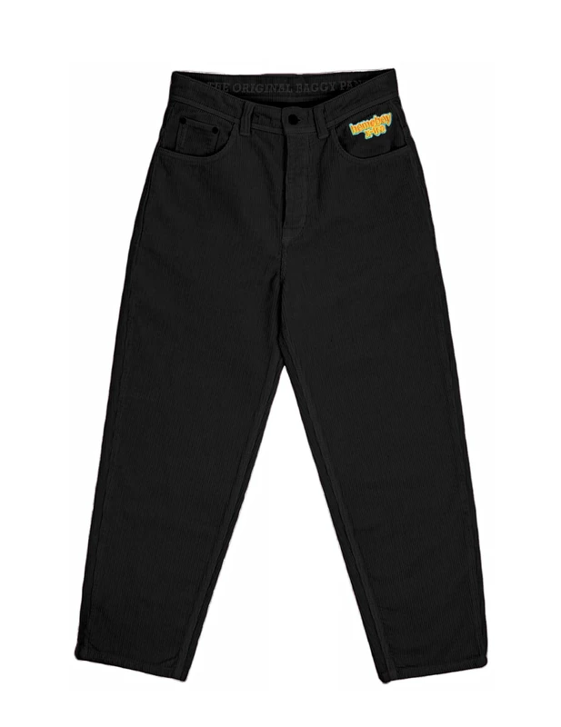 Homeboy Unisex X-Tra Baggy Cord Pants, Black, 28 L32