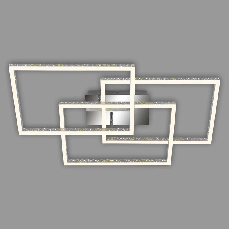 BRILONER Leuchten - LED Ceiling Light with Glitter Effect, LED Ceiling Light, Dimmable, Swivelling Warm White Light, LED Frame, Aluminium Chrome