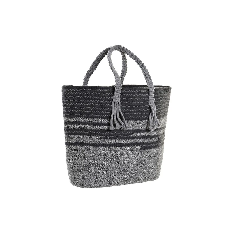 DKD Home Decor Cotton Bag (48 x 16 x 36 cm) Beach, Unisex, Grey (Grey), One Size - Image 1