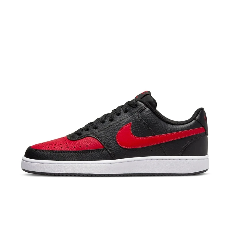 NIKE Men's Court Vision Low Sneaker, Black/University RED-White, 13 UK