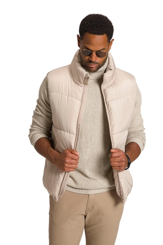 STHUGE Men's Poly Down Vest with Waistband, Vanilla, XXL