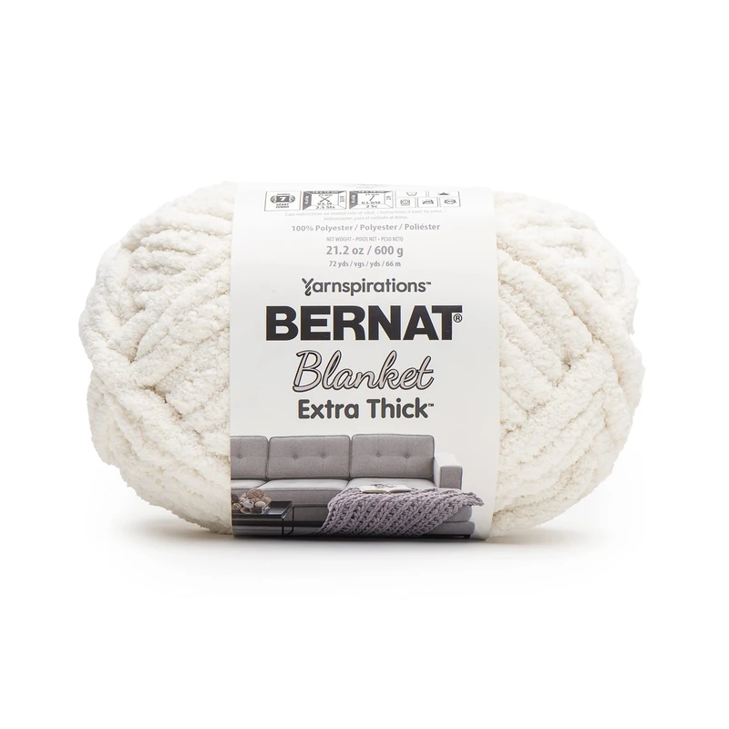 Bernat Blanket Extra Thick Vintage White Yarn-1 Pack of 600g/21oz-Polyester-7 Jumbo-Knitting/Crochet