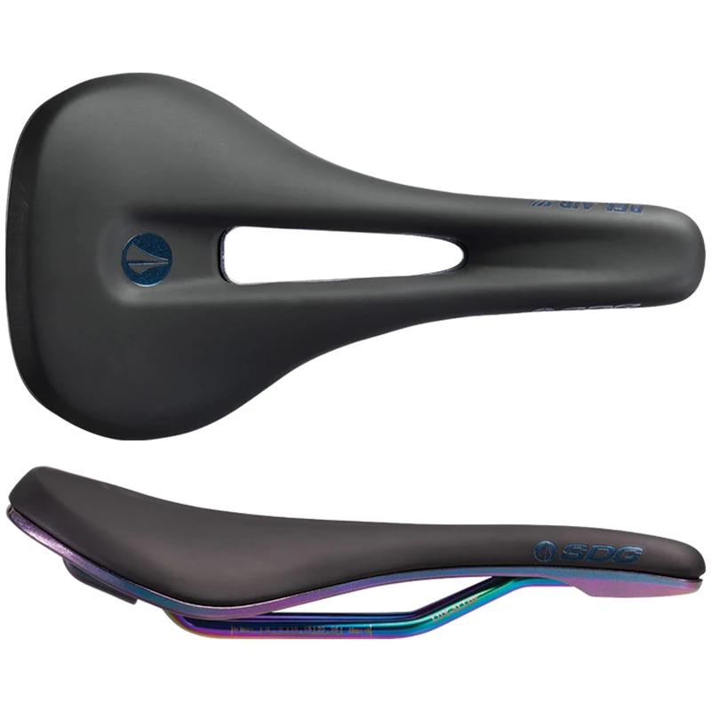 SDG Bel Air 3.0 Overland Oil Slick Lux-Alloy Saddle – Black Microfibre Top/Oil Slick Base – Adventure & Trail MTB Seat with Premium Finish
