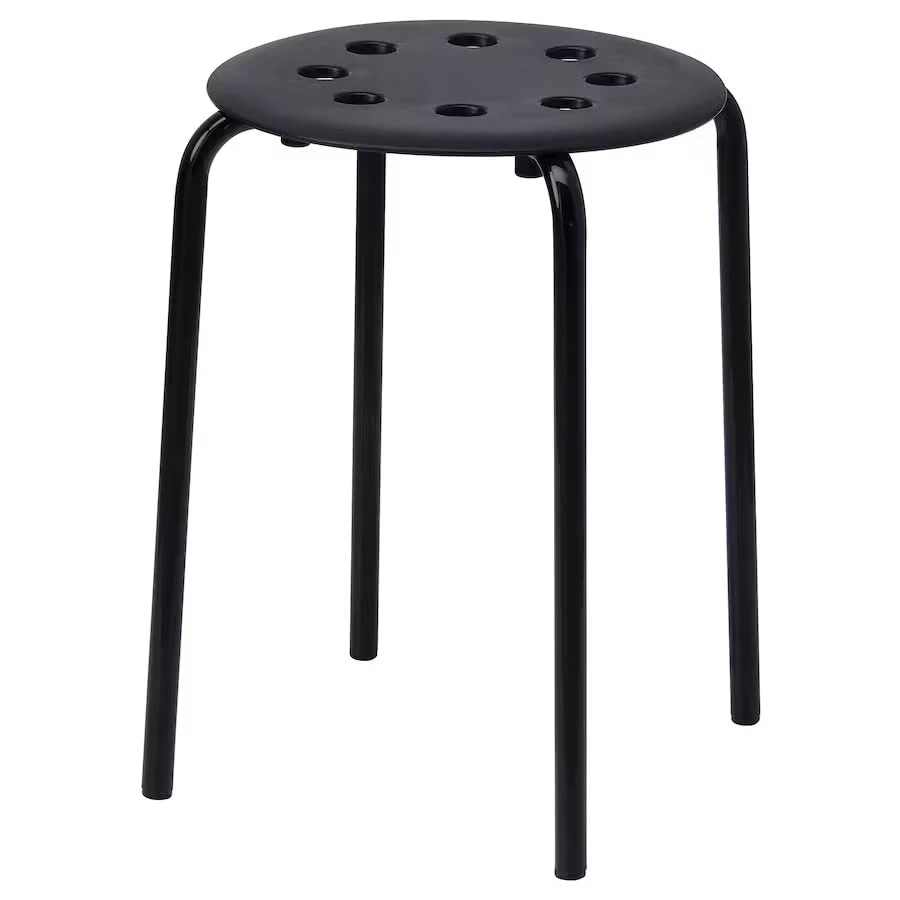 IKEA Steel, Epoxy Powder Coating Stacking Marius Stool (Black)