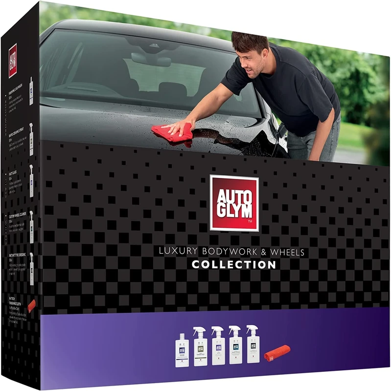Autoglym Luxury Bodywork & Wheels Collection, 6-Piece Car Cleaning Kit, Car Cleaning Gift Set Includes Foaming Car Wash-500ml, Rapid Ceramic Spray-500ml, Fast Glass-500ml & More