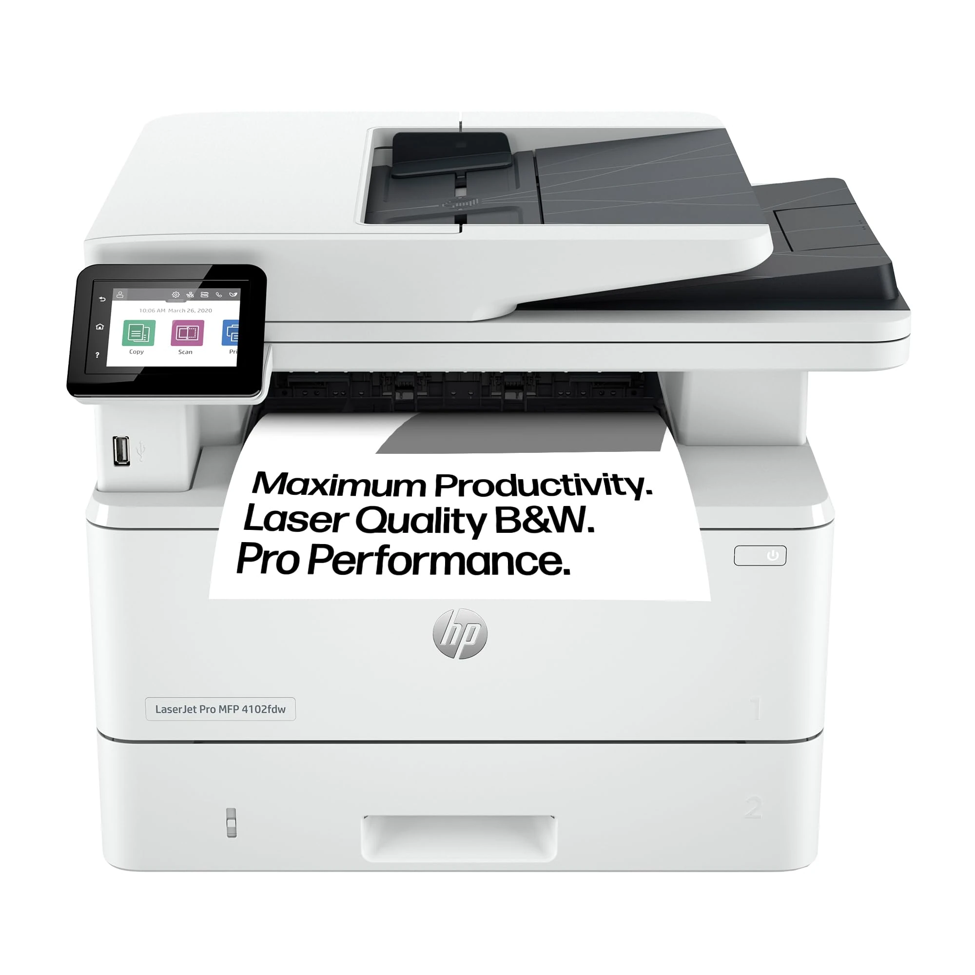 HP Laserjet Pro MFP 4102fdw Laser Printer | Black and White | For Small Medium Business | Print, Copy, Scan, Fax | ADF | 2-Sided Printing | Dual-Band Wi-Fi | Ethernet