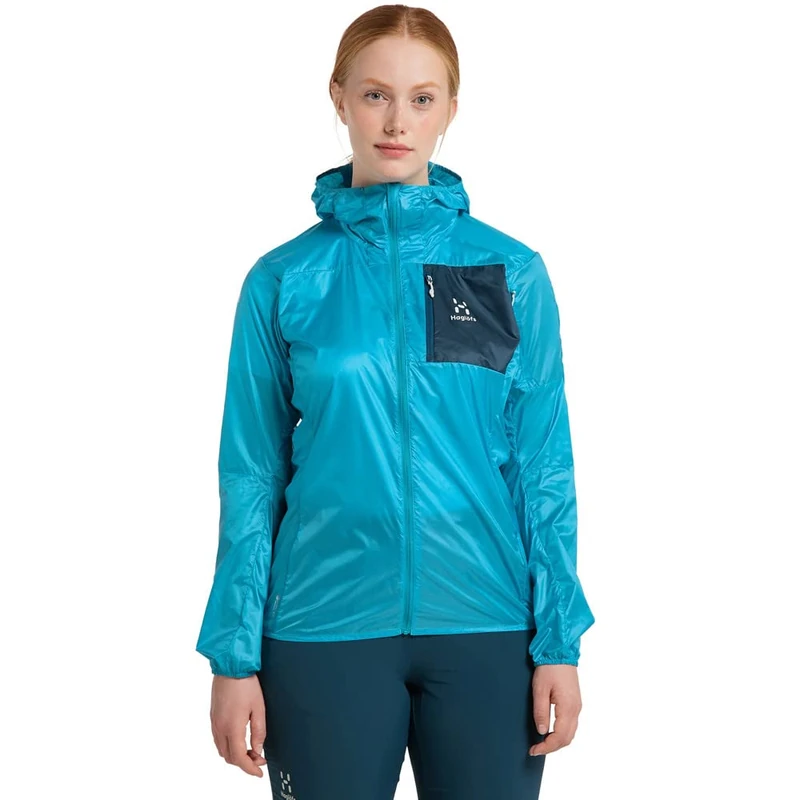 HAGLOFS 605237_4TY L.I.M SHIELD HOOD Jacket Women's MAUI BLUE/DARK OCEAN Size XS