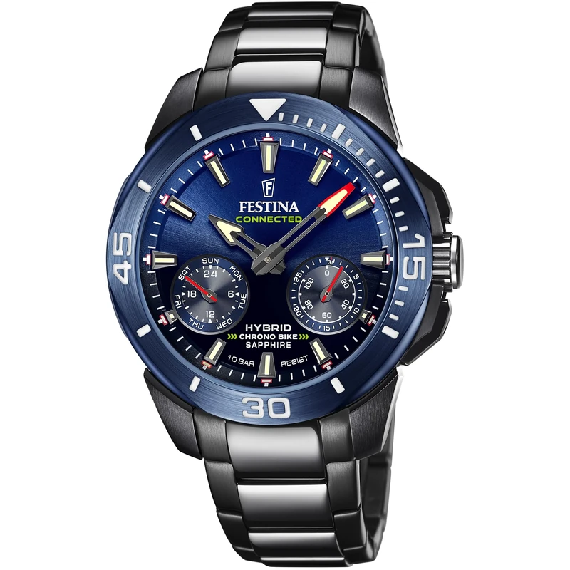 Festina Men's Watch F20647/1 Connected Stainless Steel Case 316l Blue Stainless Steel Strap 316l Black