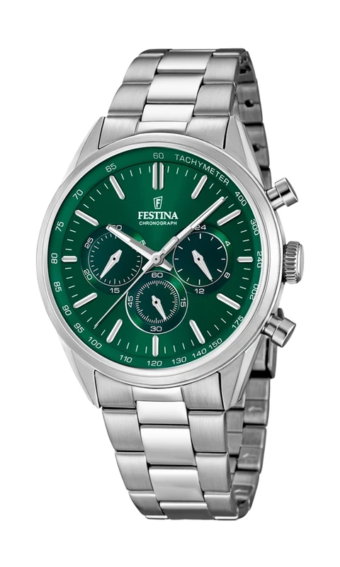 Festina Men's Watch F16820/R Timeless Chronograph Stainless Steel Case 316l Silver Plated Stainless Steel Strap 316l Silver, Silver, Bracelet - Image 1