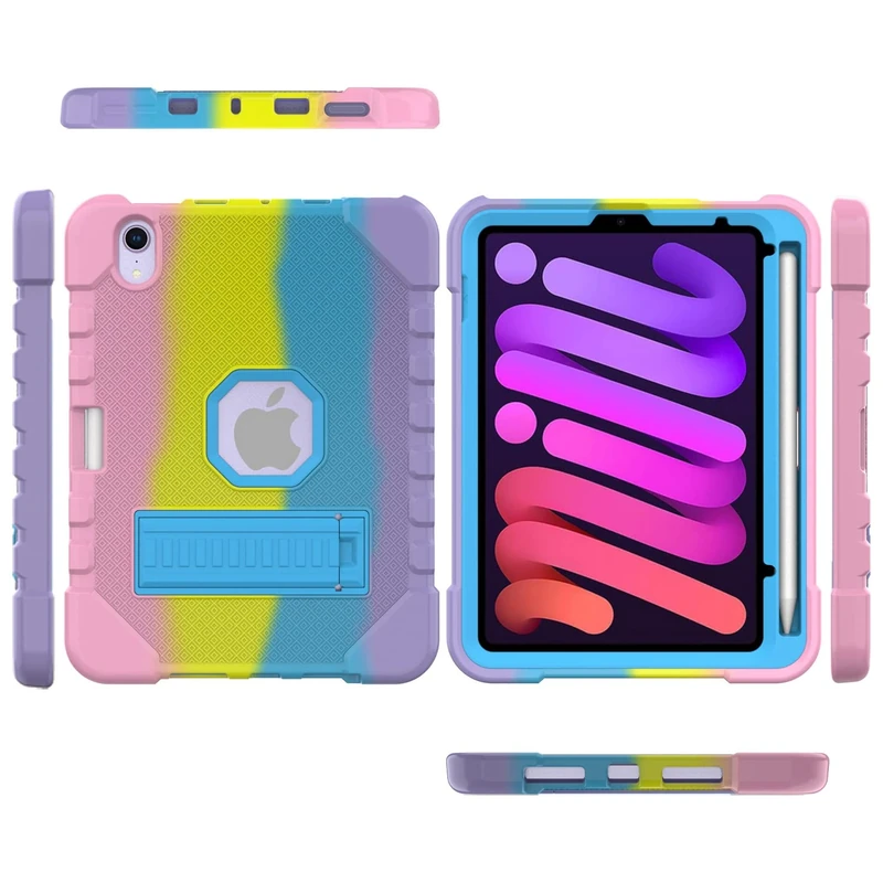 Morain iPad Mini 6 Case 2021, Heavy Duty Shockproof Protective Cover for iPad Mini 6th Generation 8.3 Inch - Pencil Holder - Rotating Stand (02)