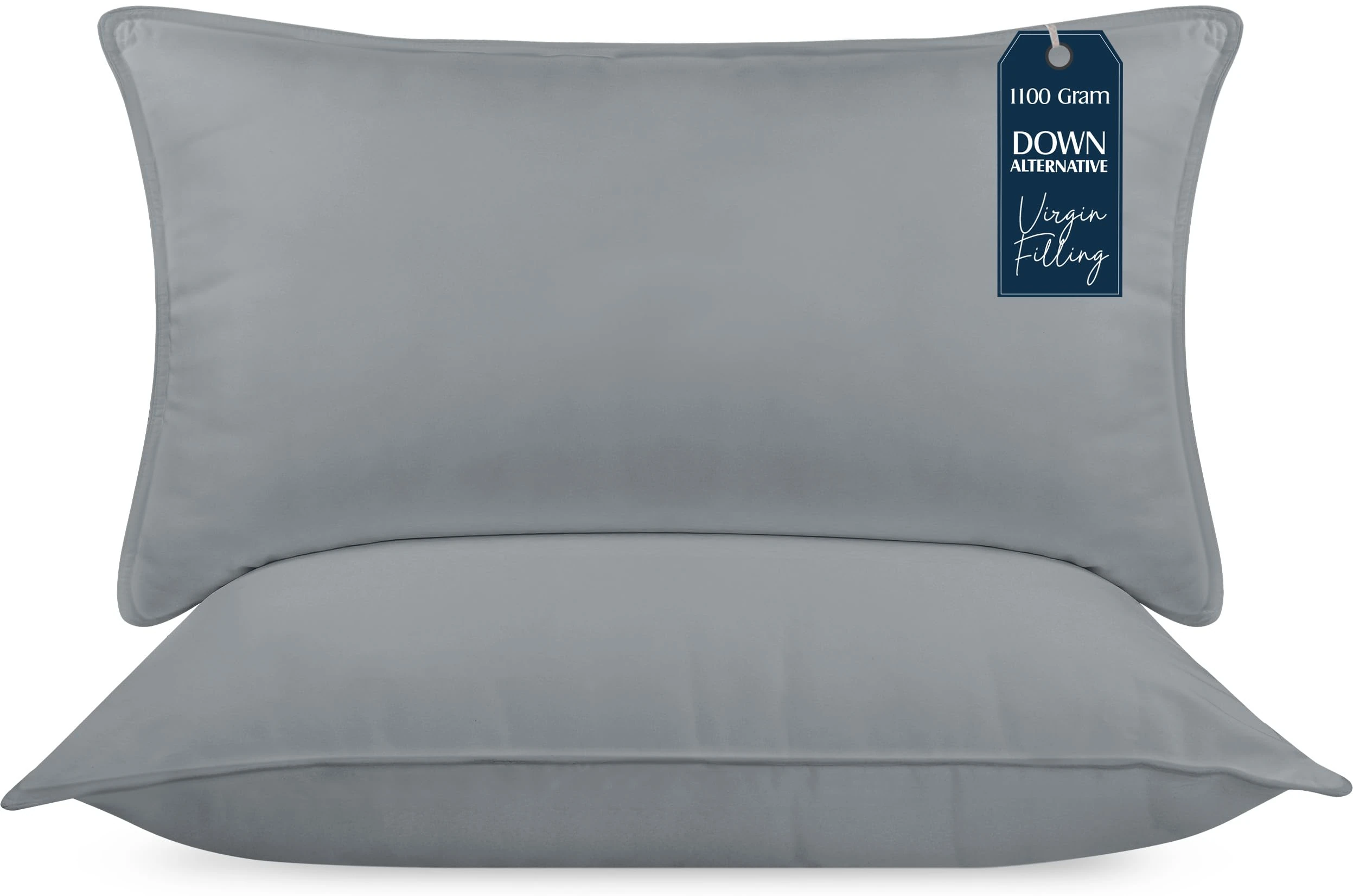 Utopia Bedding Pillows 2 Pack, (UK Standard, Grey) Hotel Quality Luxury Bed Pillow for Back, Stomach or Side Sleepers