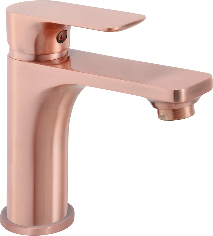 Cornat NERK1 Single-Lever Basin Mixer Tap "Edition Color" - Brass Body in Copper Look - Effortless Shaft Attachment - with Pressure Drain Valve/Tap for Bathroom/Sink Fitting