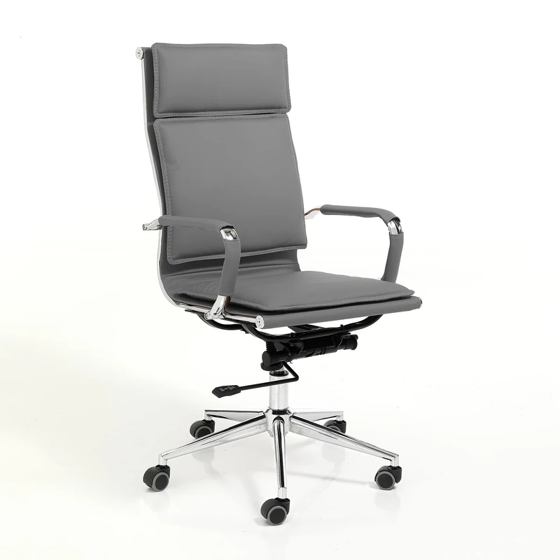 Oresteluchetta Paly Grey Office Chair, PU Leather, Grey, 110 x 57 x 66