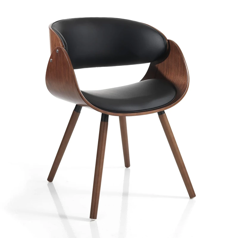 Oresteluchetta Callum Chair Dark Wood, PU Leather, Black, H.73 x L.54 x D.52 - Image 1