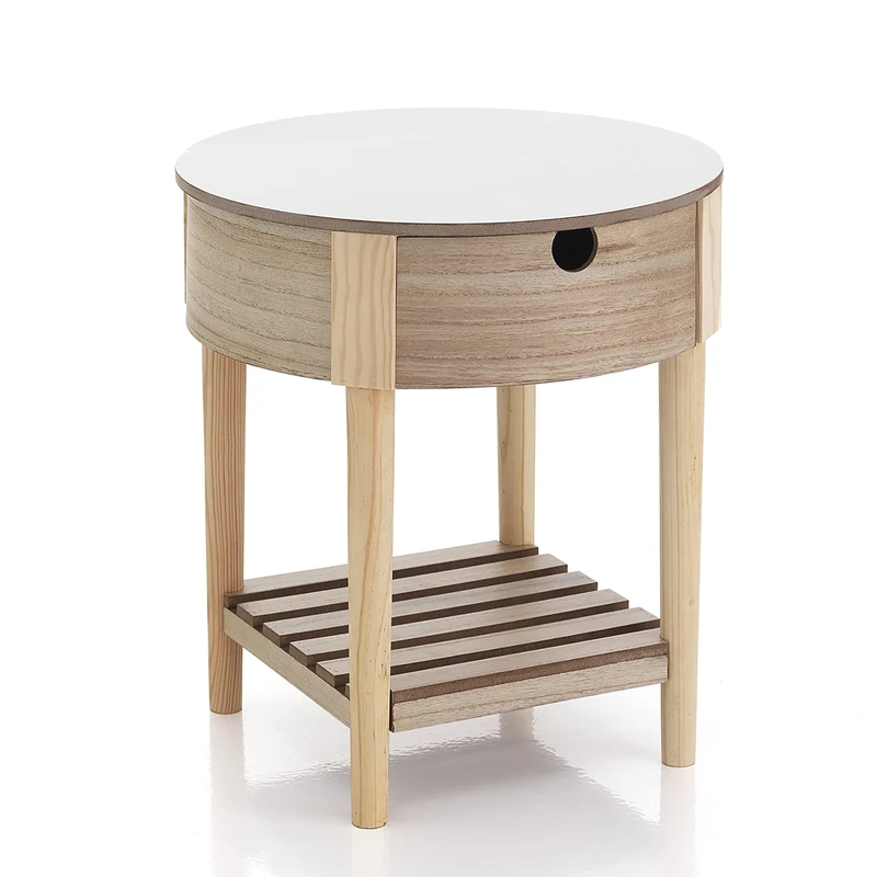 Oresteluchetta coffee table/bedside table 1 drawer, cm. H.43,5 x Ø.38 - Image 1