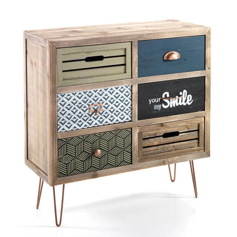 Oresteluchetta DRAWER, Wood Multicolor, cm. H.77 x L.76,5 x D.30 - Image 1