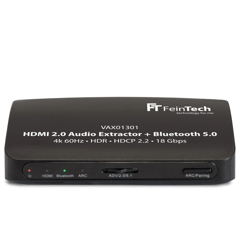 FeinTech VAX01301 HDMI Audio Extractor Adapter Converter Splitter 5.1 with Bluetooth Transmitter 4K 60Hz ARC