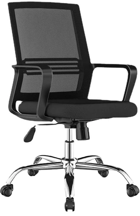 Requena Office Chair with Armrest, Ergonomic Swivel Mesh Chair, B09-BLK