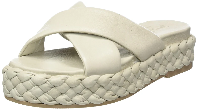 Shabbies Amsterdam Women's Shs1365 Slippers Soft Nappa Leather Flat Sandal, Off-White, 8 UK