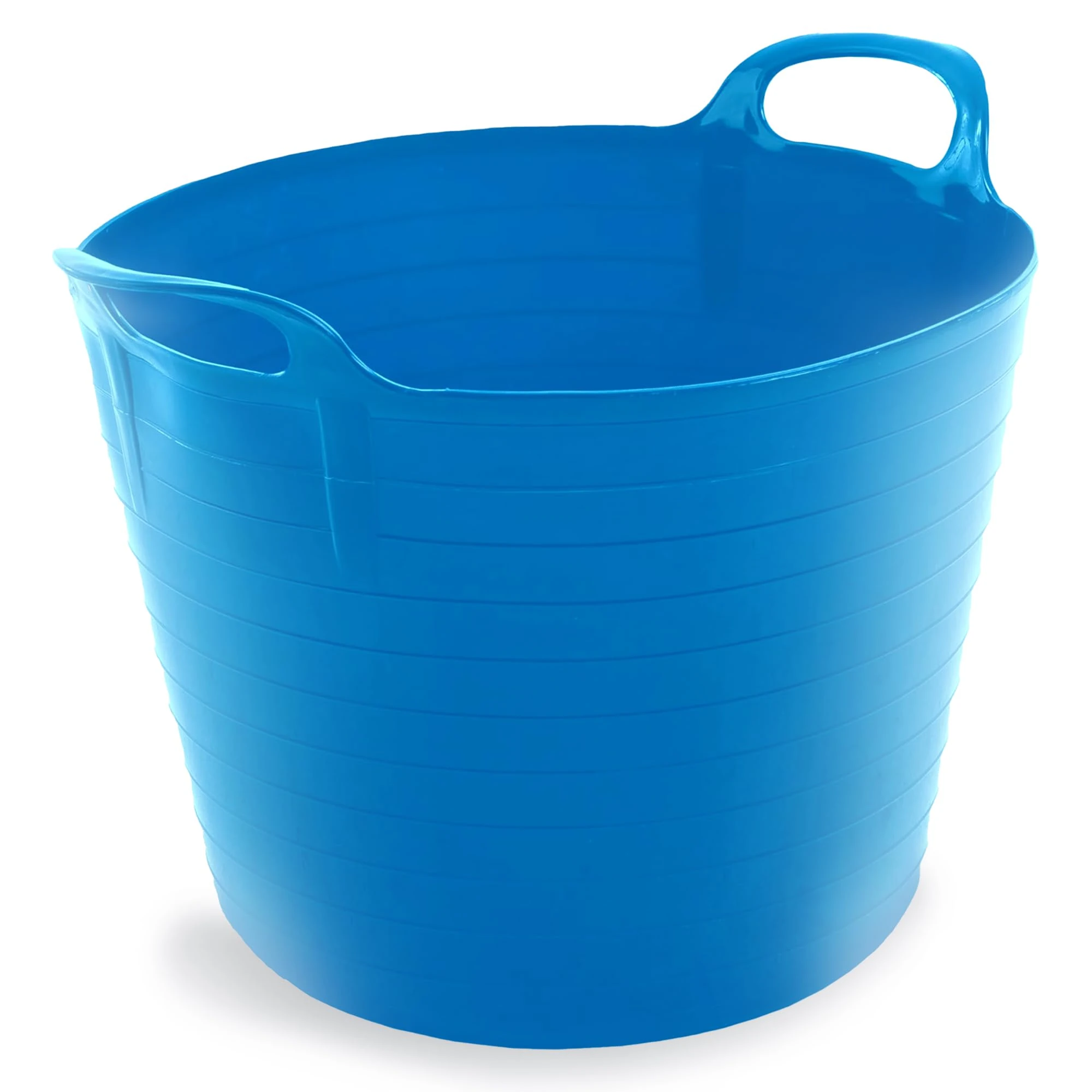 42 LITRE FLEXI BUCKET LARGE TUB GARDEN CONTAINER FLEXIBLE STORAGE HORSE FEED TRUG REINFORCED HANDLE BASKET (SKY BLUE)