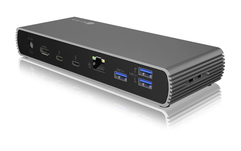 ICY BOX Thunderbolt 4 Docking Station (10-in-1) for 2 Monitors (4K 60Hz) / 1 Monitor (8K 30Hz), 2x TB4 Ports (40Gbit/s), 4x USB 3.1, USB-C, 1x HDMI, 96W PD Laptop/Mac, Ethernet, IB-DK8801-TB4