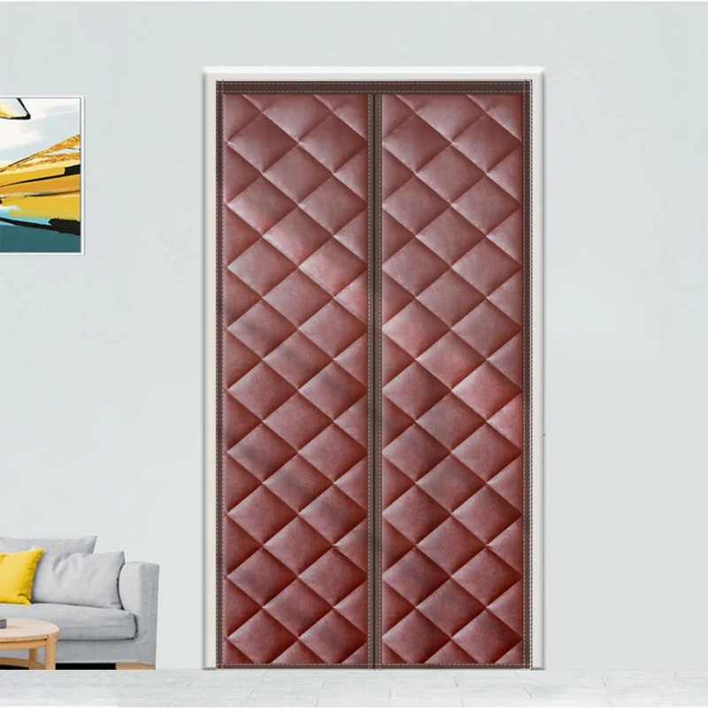Magnetic Thermal Insulated Door Curtain, Various Sizes, Wind, Cold and Noise Proof, Pet Friendly, Suitable for air-Conditioned Rooms, Heating, Kitchens, and Living Rooms, 120 x 185cm, Brown
