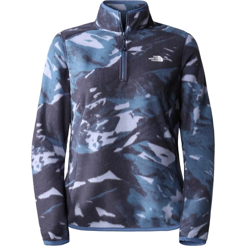 The North Face 100 Glacier Sweater Shady Blue Snowcap Mountain Print XL