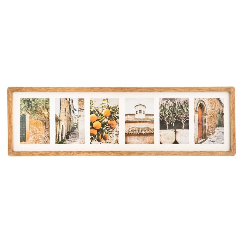 Atmosphera Multi-Photo Montage Frame for 6 Photos 70 x 21 cm Mango Wood - Image 1