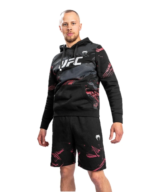 Venum Men's UFC Authentic Fight Week 2.0 Hoodie Hooded Sweatshirt, Black/red, XS
