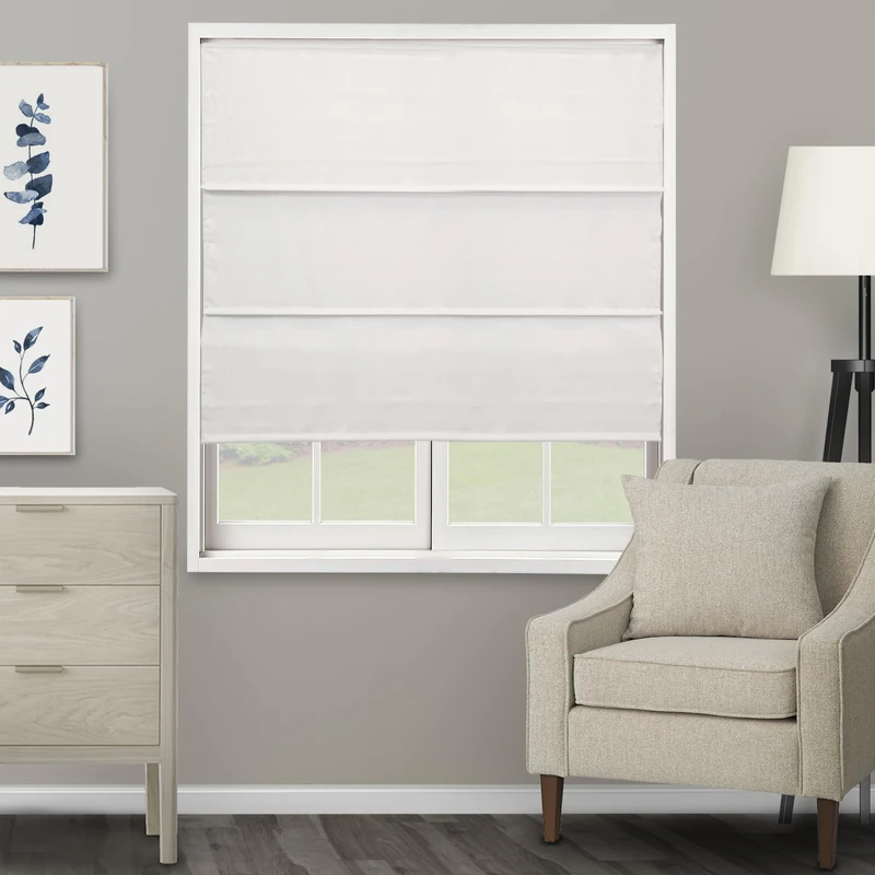 CHICOLOGY Roman Shades for Windows, Roman Window Shades, Roman Shades, Window Treatments, Window Shades for Home, Window Shade, Ridgewood Ultra White (Privacy & Light Filtering), 31" W X 72" H - Image 1