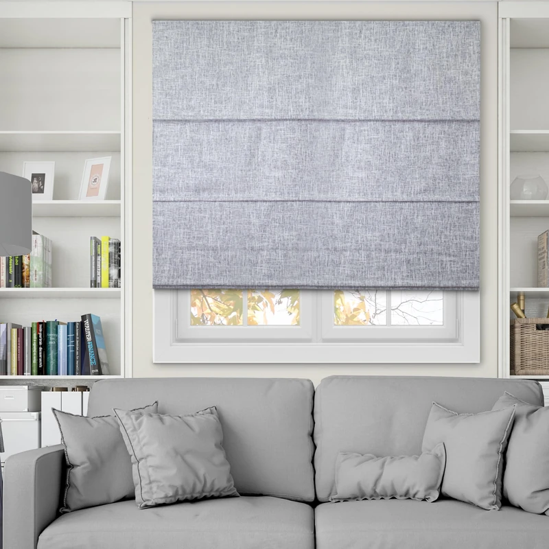CHICOLOGY Roman Shades for Windows, Roman Window Shades, Roman Shades, Window Treatments, Window Shades for Home, Polyester Window Shade, Lexington Gainsboro (Blackout), 34" W X 72" H