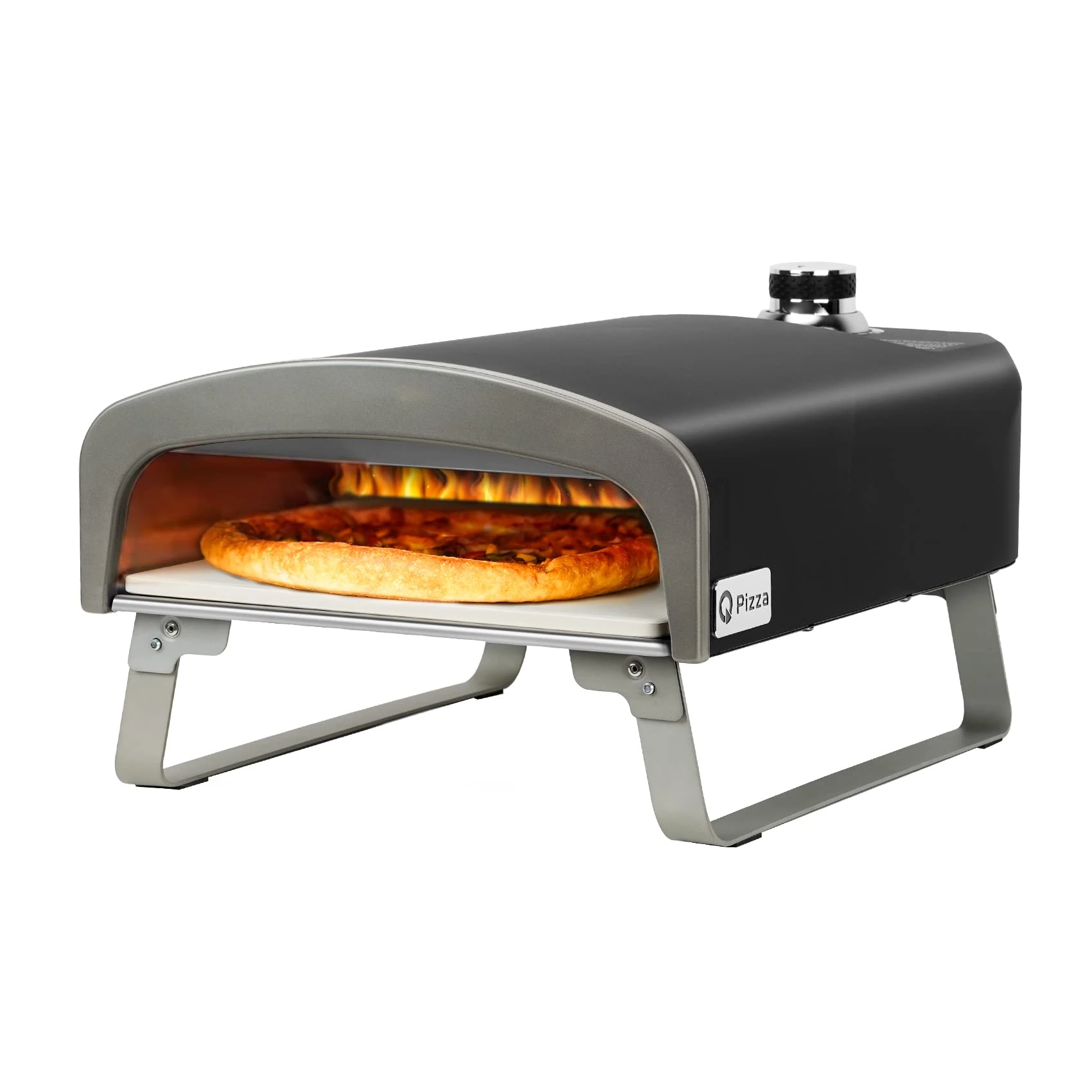 Q Pizza Outdoor Pizza Oven, Portable Gas Pizza Oven with 13x13in Pizza Stone for Outside Cooking, Backyard Pizza Maker, Pizza Accessory Ideal for Outdoor Kitchen and Party, Great Gift PS100