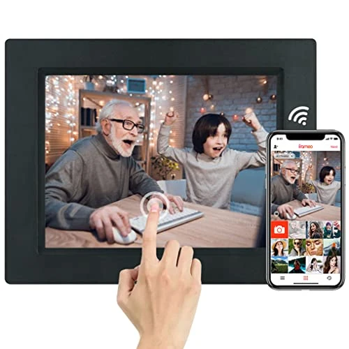 9 Inch Digital Picture Frame 1280x800 Touch Screen Smart WiFi Electronic Photo Frames,Video Photo Frame Share via Frameo APP with 16GB Storage, Auto Rotate, Support USB or SD Card, Wall Mountable