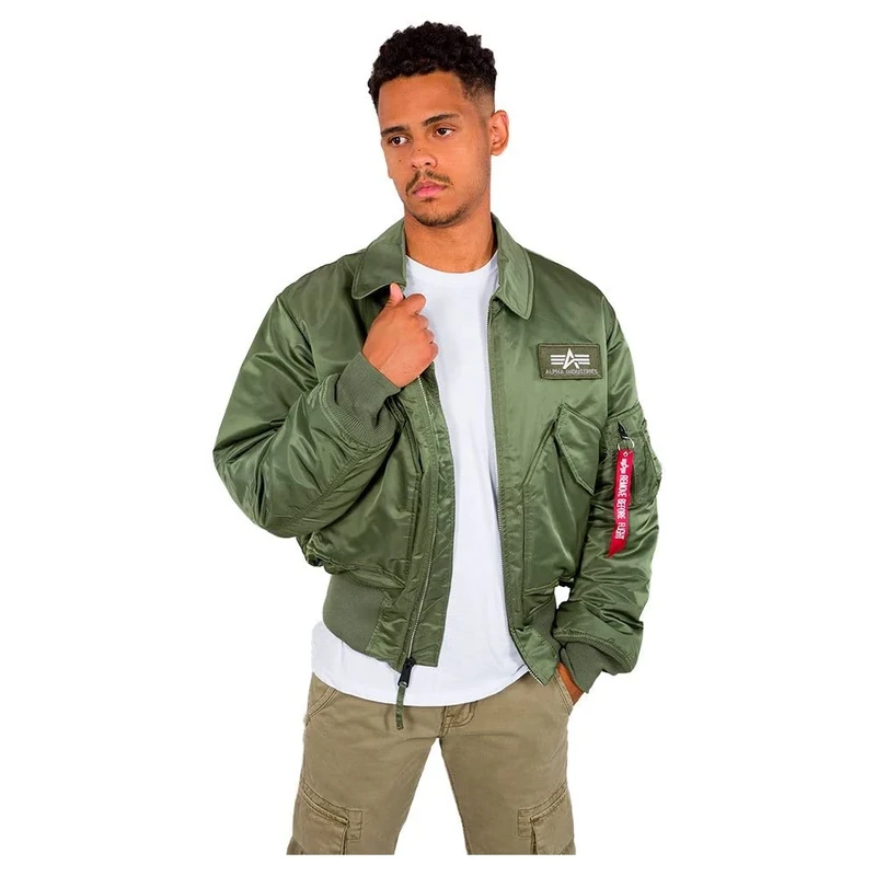 Alpha Industries Men's CWU 45 Bomber Jacket, Sage-Green, S