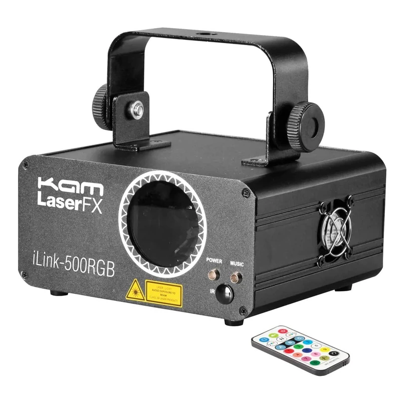 Kam iLink 500GB Multi-Colour DJ Lights | Party Disco Lights, Sound Activated, Built-in Programs, 300mW - Ideal for Mobile Entertainers, Bands, Night Clubs, Bars, Karaoke and House Parties