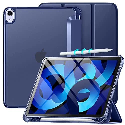 Maledan Kids iPad Case for 9th/8th/7th Generation (2021/2020/2019) 10.2 Inch with Pencil Holder & Shoulder Strap, Lightweight Shockproof Handle Stand Protective Cover for iPad Air 3 10.5 2019,Navy