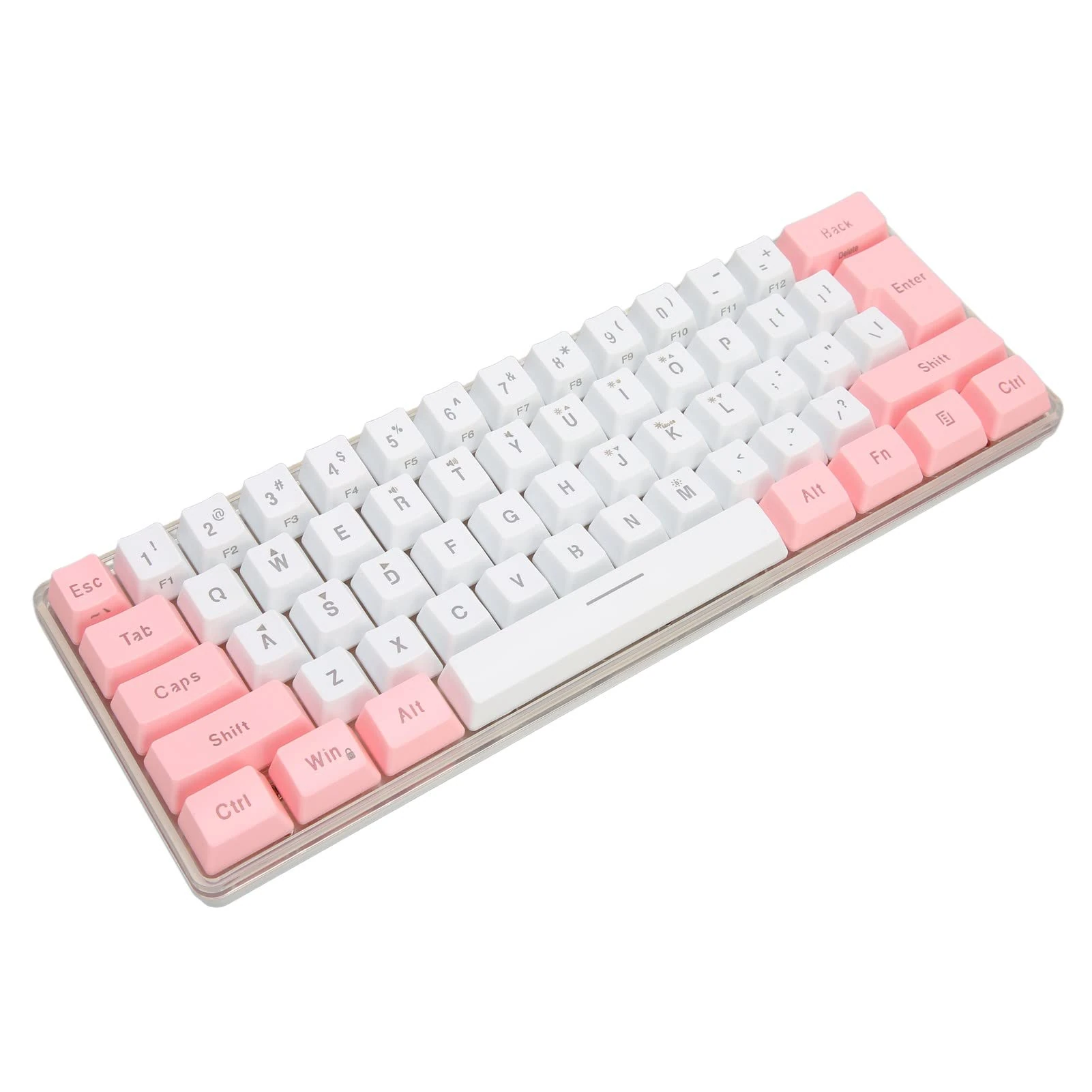 Jectse Mechanical Gaming Keyboard, 61 Keys Wired Gaming Keyboard with 8 Lighting Modes and 5 Brightness, Ergonomic Computer Keyboard for PC Gamer (White Pink)