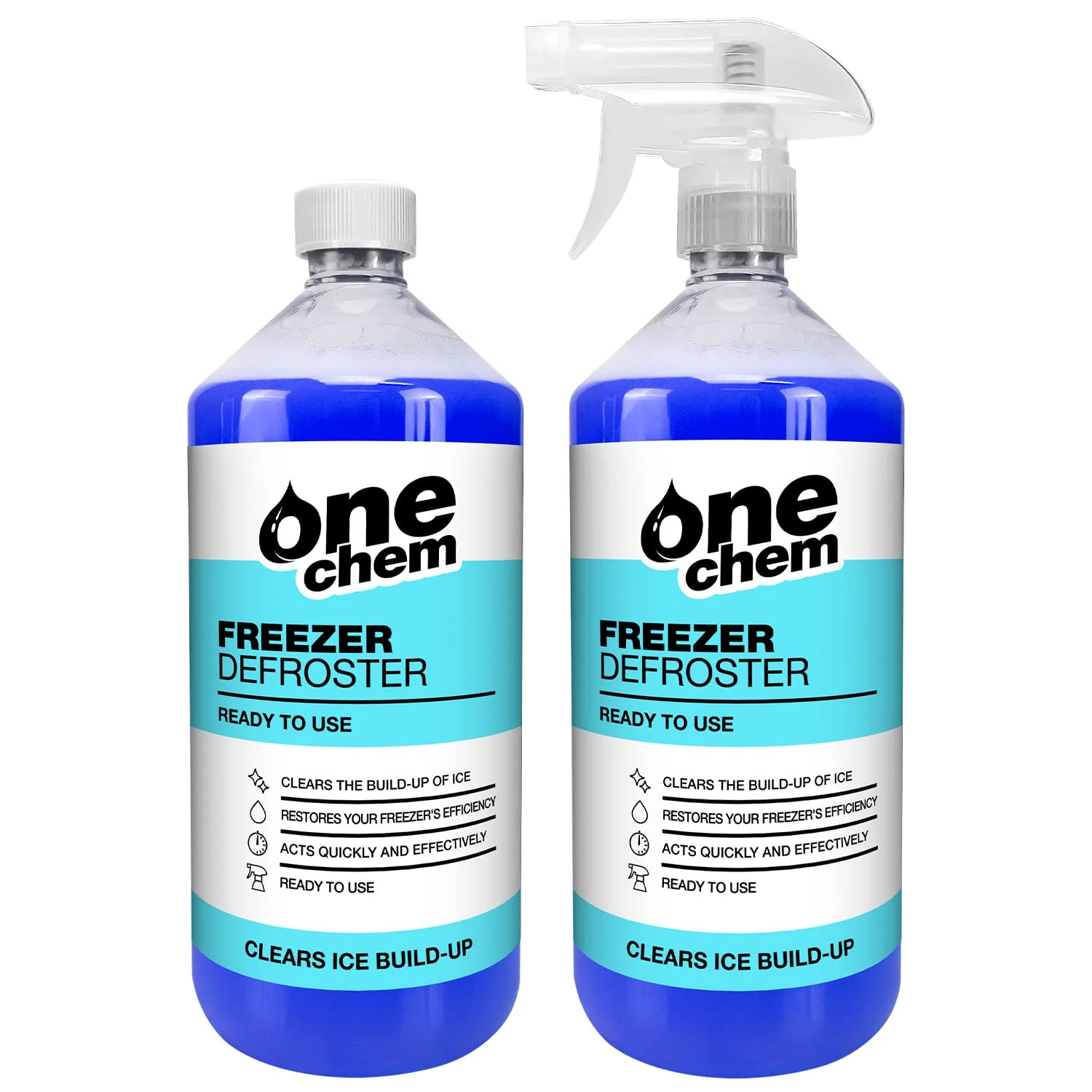 One Chem Freezer Defroster 2 x 500ml - Ready to Use - Clears Ice Build Up Restores Freezer Efficiency - Acts Quickly And Effectively