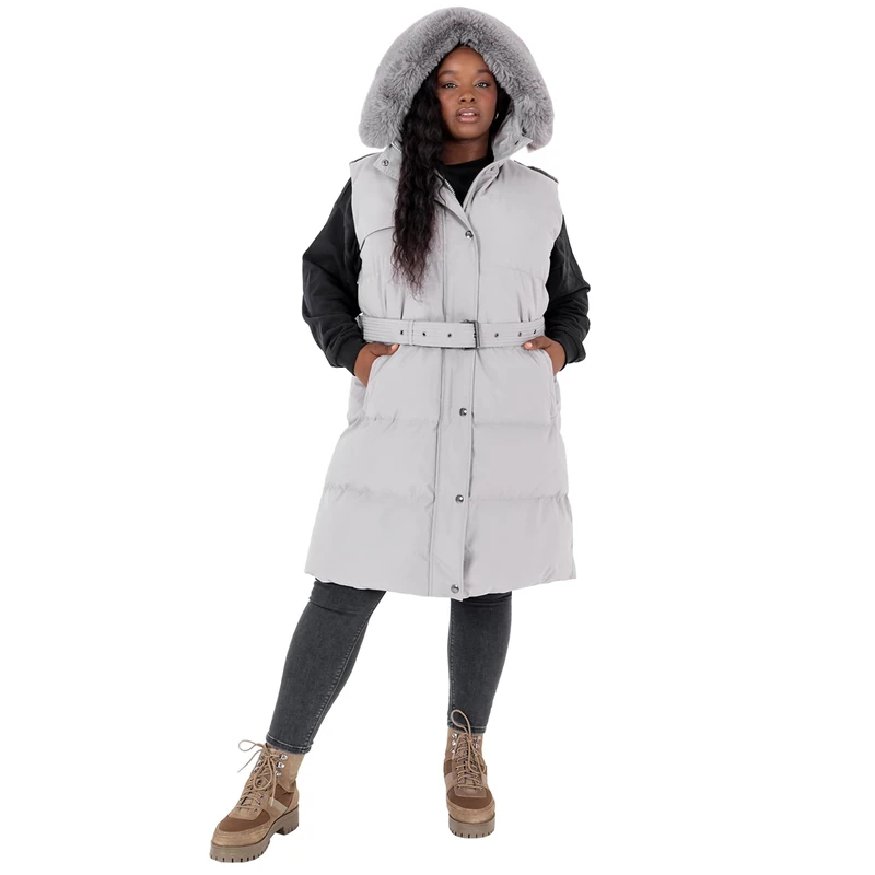 Lovedrobe Ladies Womens Gilet Sleevless Winter Jacket Silver Size 16