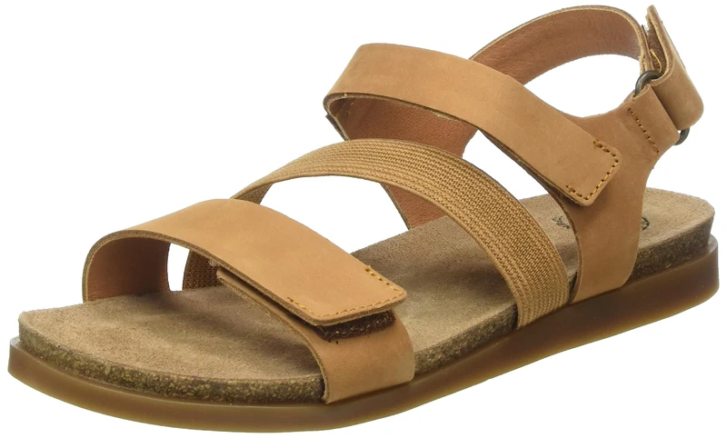 CA'SHOTT A/S Women's Casalice Velcro Elastic Sandal Nubuck Flat, Brandy, 6.5 UK