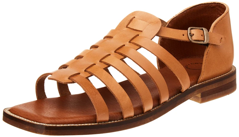 CA'SHOTT A/S Women's Casmary Closed Heel Sandal Vegetable Tanned Leather Flat, Cognac, 6 UK