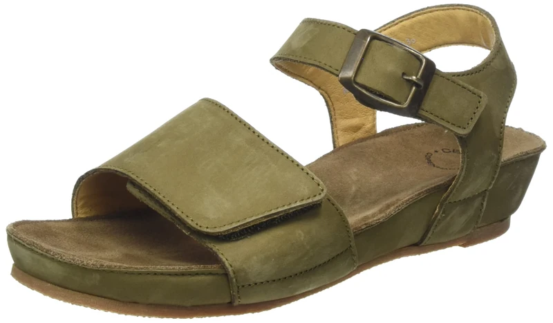 CA'SHOTT A/S Women's Casava Buckle Sandal Nubuck, Olive, 5 UK