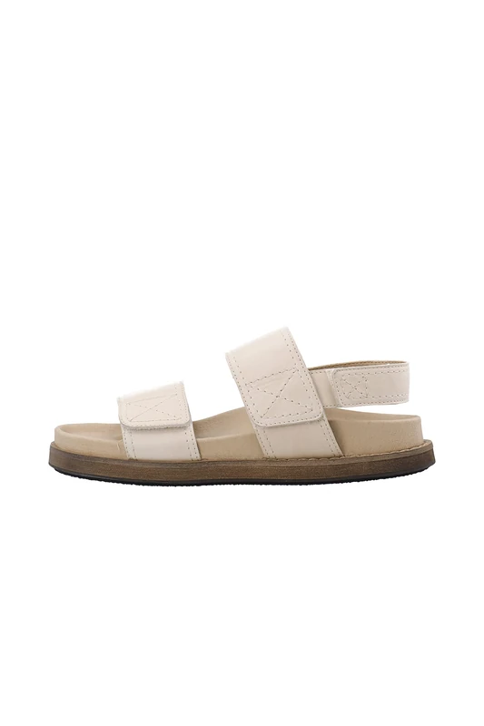 CA'SHOTT A/S Women's Caskimmi Velcro Sandal Leather Flat, Beige, 7.5 UK