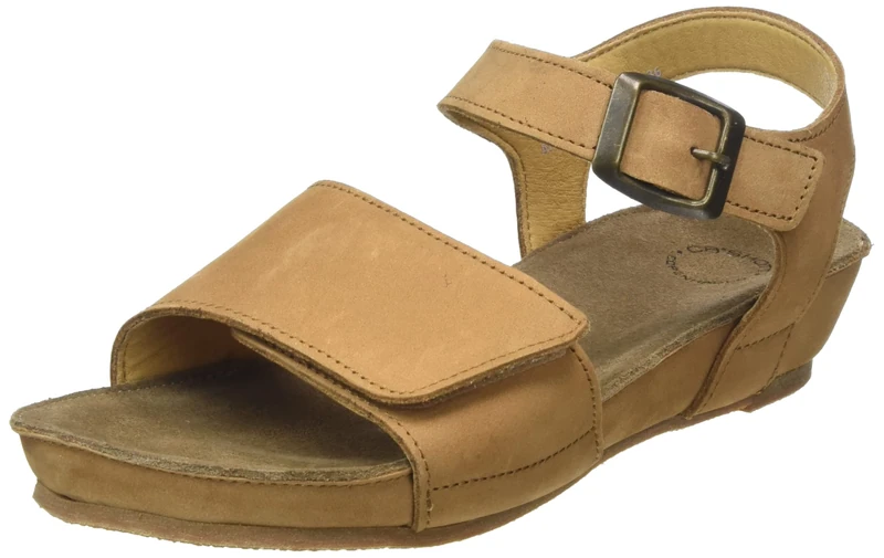 CA'SHOTT A/S Women's Casava Buckle Sandal Nubuck, Brandy, 3.5 UK