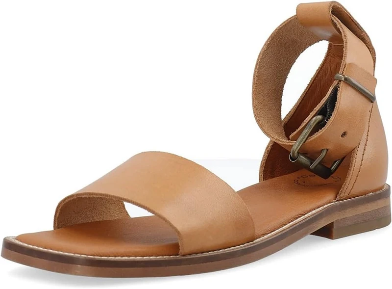 CA'SHOTT A/S Women's Casmary Wide Strap Sandal Vegetable Tanned Leather Flat, Cognac, 5 UK - Image 1